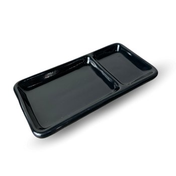 Sapporo Travessa Retangular c/ div. p/ Shoyu Preto 19,5x9,5