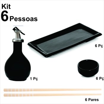 Apaixonados por comida japonesa Kit Sapporo travessa p/ 6 pessoas cor Preto