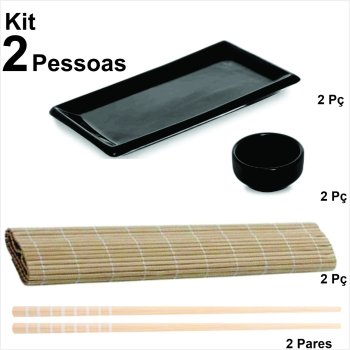 Z Kit Sapporo travessa p/ 2 pessoas cor Preto COM ESTEIRINHA