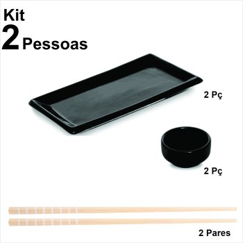 Apaixonados por comida japonesa Kit Sapporo travessa p/ 6 pessoas cor Preto