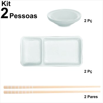 Apaixonados por comida japonesa Kit Sapporo p/ 2 pessoas cor Branco SEM ESTEIRINHA