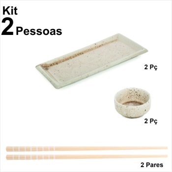 Apaixonados por comida japonesa Kit Sapporo travessa p/ 6 pessoas cor paçoca creme