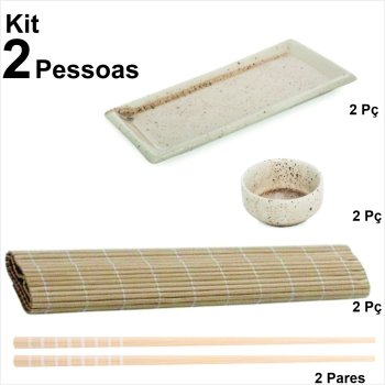 Apaixonados por comida japonesa Kit Sapporo travessa p/ 2 pessoas cor Preto COM ESTEIRINHA