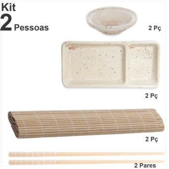 Apaixonados por comida japonesa Kit Sapporo p/ 2 pessoas cor paçoca creme COM ESTEIRINHA