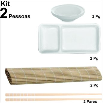 Apaixonados por comida japonesa Kit Sapporo p/ 2 pessoas cor Branco COM ESTEIRINHA