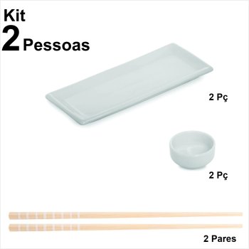 Apaixonados por comida japonesa Kit Sapporo travessa p/ 2 pessoas cor branco