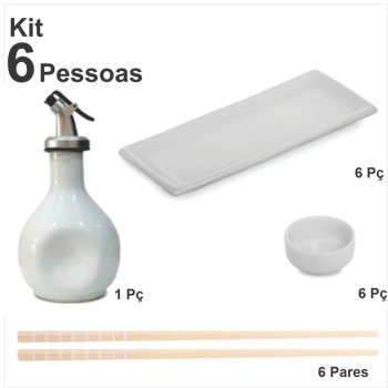 Apaixonados por comida japonesa Kit Sapporo travessa p/ 6 pessoas cor branco