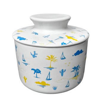 Manteigueira Francesa Decorada Praia Barquinho 200ml