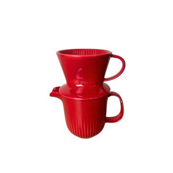 Cafeteria Pro Conjunto Bule + Coador de Porcelana - Vermelho