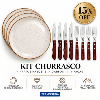 Kit 01 Tramontina Churrasco - jogo para 4 pessoas